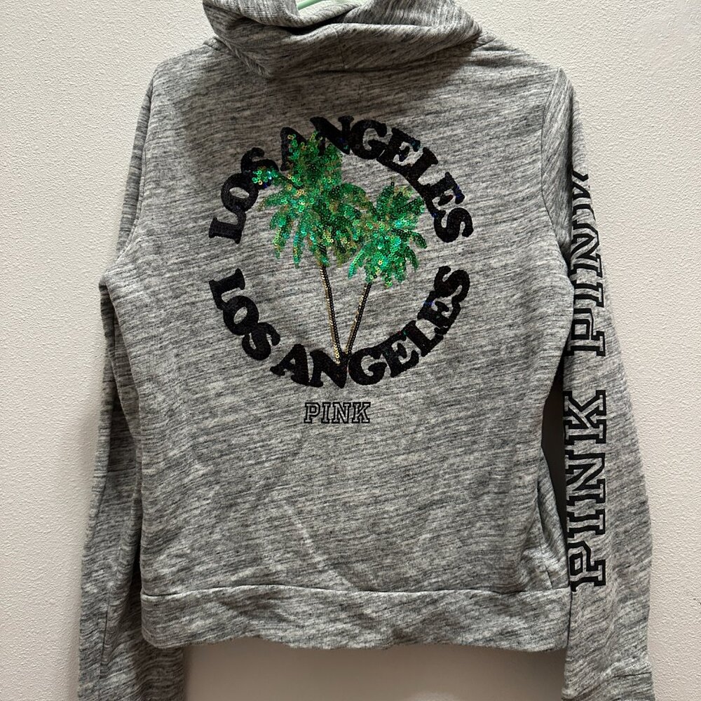 Victoria's Secret PINK Los Angeles Zip Up Hoodie Sweatshirt Size Large